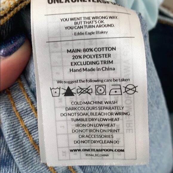 One Teaspoon Chargers Distressed Light Denim Short - Picture 4 of 5